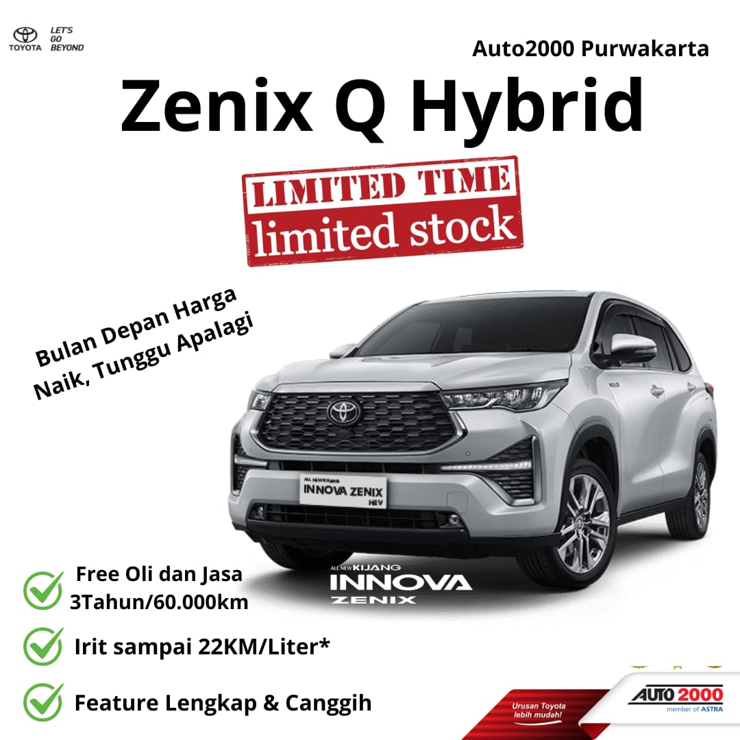 Promo Terbatas Toyota Zenix Q Hybrid di Auto2000 Purwakarta