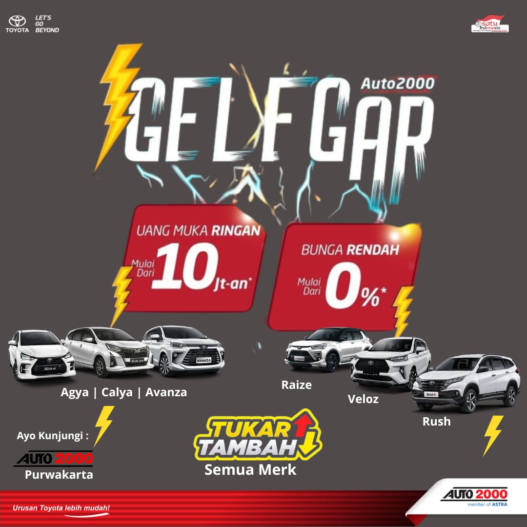 Promo Gelegar Auto2000: DP Ringan Mulai 10 Juta & Bunga 0%*